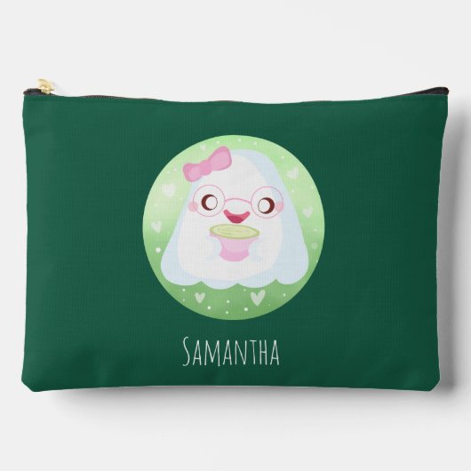 Cute Matcha Latte Ghost アクセサリーポーチ (正面)