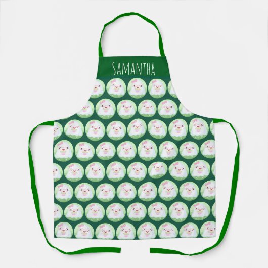 Cute Matcha Latte Ghost エプロン (正面)