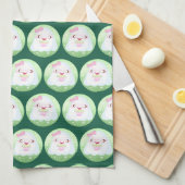 Cute Matcha Latte Ghost キッチンタオル (四つ折り)