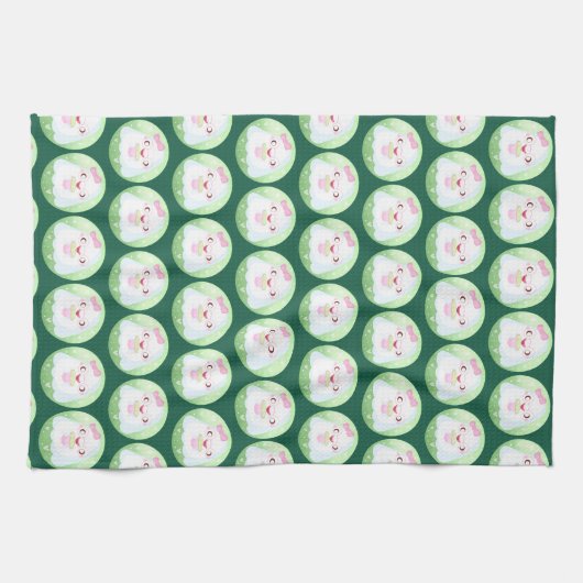 Cute Matcha Latte Ghost キッチンタオル (横)