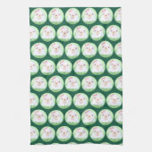 Cute Matcha Latte Ghost キッチンタオル (縦)