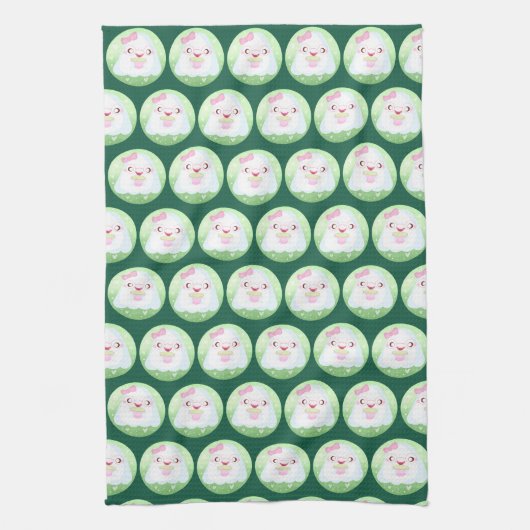 Cute Matcha Latte Ghost キッチンタオル (縦)