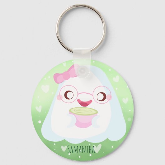 Cute Matcha Latte Ghost キーホルダー (正面)