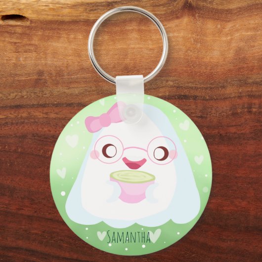 Cute Matcha Latte Ghost キーホルダー (裏面)