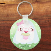 Cute Matcha Latte Ghost キーホルダー (正面)