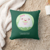 Cute Matcha Latte Ghost クッション (ブランケット)