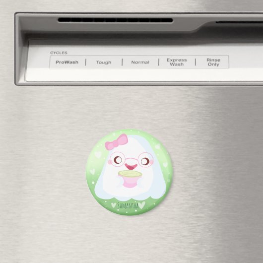 Cute Matcha Latte Ghost マグネット (インサイチュ (食洗機))