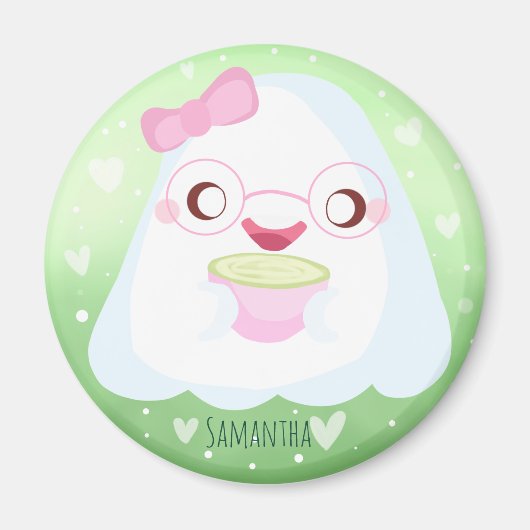 Cute Matcha Latte Ghost マグネット (正面)