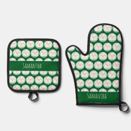 Cute Matcha Latte Ghost 鍋つかみ&鍋敷きセット