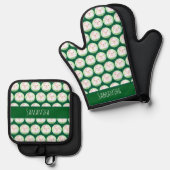 Cute Matcha Latte Ghost 鍋つかみ&鍋敷きセット (正面/裏面)