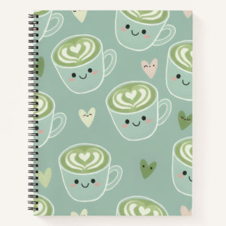 Cute Matcha Latte Pastel Green Spiral Notebook ノートブック