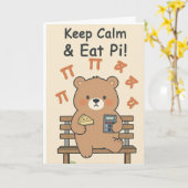 Cute Math Nerd Bear with Pie カード (黄色い花)