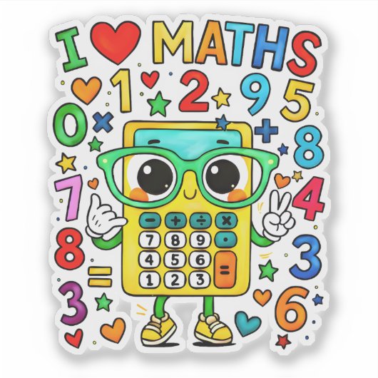 Cute Math Owl Sticker for Kids School Fun シール (正面)