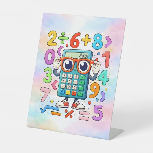 Cute Maths Calculator Desk Art for Kids 台座サイン (正面)
