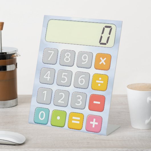 Cute Maths Calculator Desk Art for Kids 台座サイン (インサイチュ)