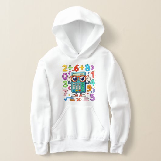 Cute Maths Calculator Hoodie for Kids School (レイダウン)