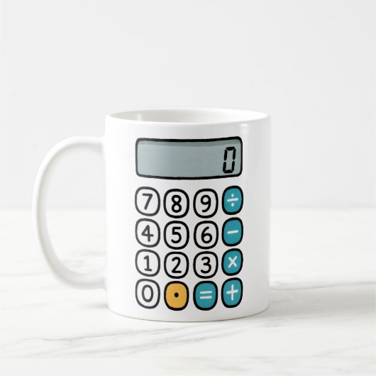 Cute Maths Calculator Mug for Kids and Teachers コーヒーマグカップ (左)