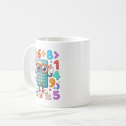 Cute Maths Calculator Numbers Mug for Kids コーヒーマグカップ (正面左)