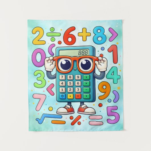 Cute Maths Calculator Numbers Poster for Kids タペストリー (正面)