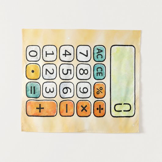 Cute Maths Calculator Poster for Kids タペストリー (正面(横))