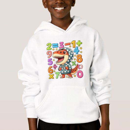 Cute Maths Dinosaur Hoodie for Kids School (正面)