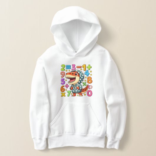 Cute Maths Dinosaur Hoodie for Kids School (レイダウン)