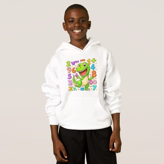 Cute Maths Dinosaur Numbers Hoodie for Kids (正面フル)