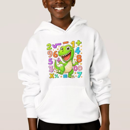 Cute Maths Dinosaur Numbers Hoodie for Kids (正面)