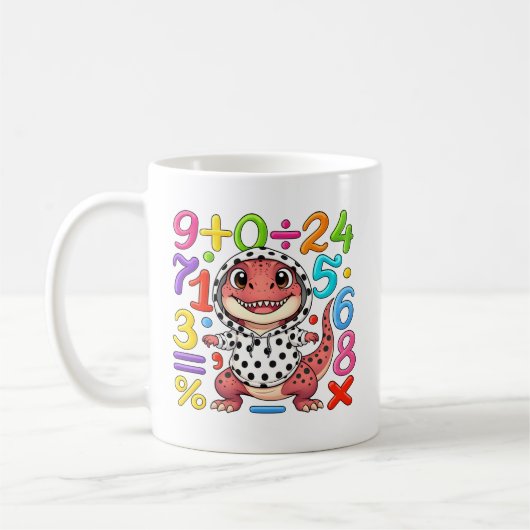 Cute Maths Dinosaur Numbers Mug for Kids コーヒーマグカップ (左)