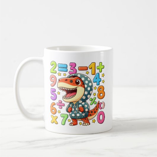 Cute Maths Dinosaur Numbers Mug for Kids コーヒーマグカップ (左)