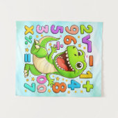 Cute Maths Dinosaur Numbers Poster for Kids タペストリー (正面(横))