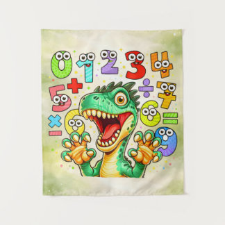 Cute Maths Dinosaur Numbers Poster for Kids タペストリー