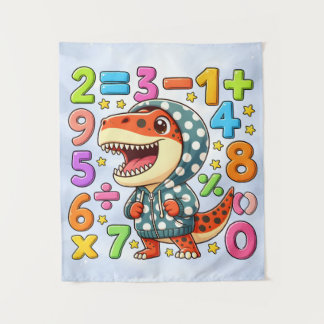 Cute Maths Dinosaur Numbers Poster for Kids タペストリー