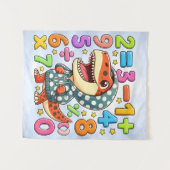 Cute Maths Dinosaur Numbers Poster for Kids タペストリー (正面(横))