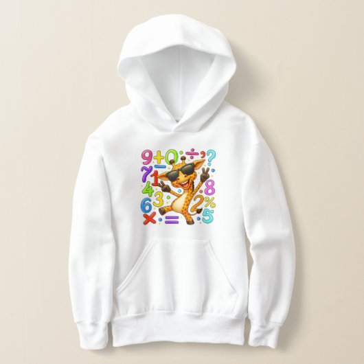 Cute Maths Fox Numbers Hoodie for Kids (レイダウン)