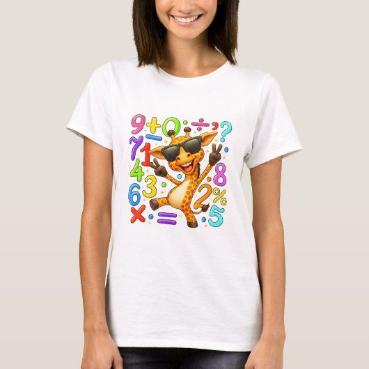 Cute Maths Fox Numbers T Shirt for Kids Tシャツ (正面)