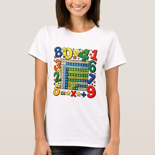 Cute Maths Numbers Calculator Cartoon T Shirt Kids Tシャツ (正面)