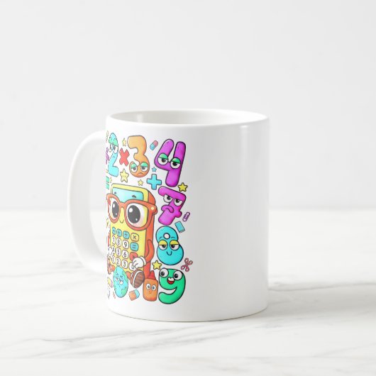 Cute Maths Numbers Calculator Mug for Kids コーヒーマグカップ (正面左)
