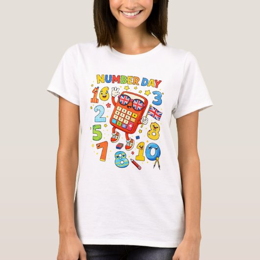 Cute Maths Numbers Calculator Number Day T ShirtUK Tシャツ (正面)