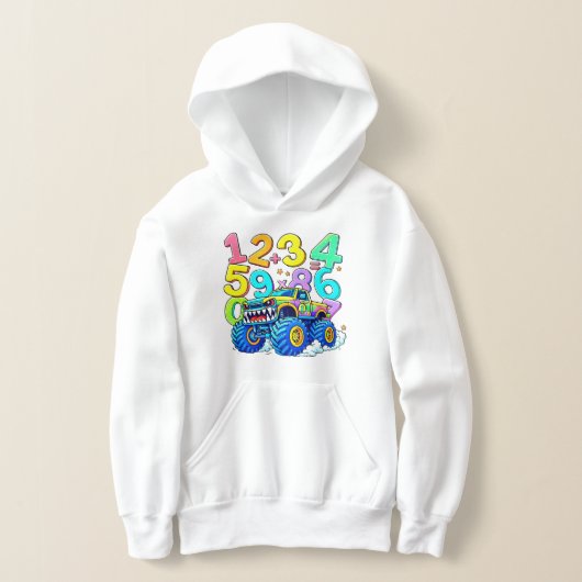 Cute Maths Numbers Car Cartoon Hoodie Kids UK!! (レイダウン)
