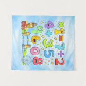 Cute Maths Numbers City Poster for Kids タペストリー (正面(横))