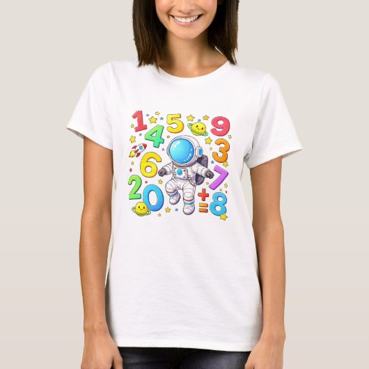 Cute Maths Numbers Dinosaur Cartoon T Shirt KidsUK Tシャツ (正面)