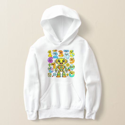 Cute Maths Numbers Emoji Cartoon Hoodie Kids UK!! (レイダウン)