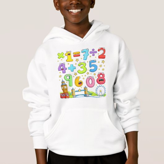 Cute Maths Numbers Equations Hoodie for Kids (正面)