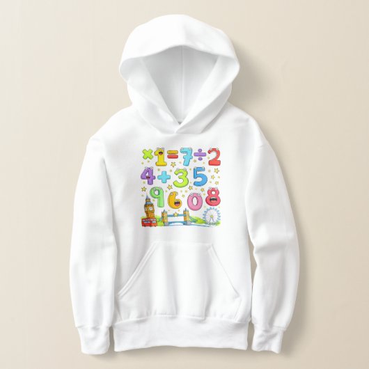 Cute Maths Numbers Equations Hoodie for Kids (レイダウン)