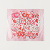 Cute Maths Numbers Hearts Poster for Kids タペストリー (正面(横))