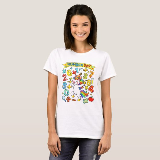 Cute Maths Numbers Learning Cartoon T Shirt KidsUK Tシャツ (正面フル)