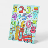 Cute Maths Numbers London Desk Art for Kids 台座サイン (正面)