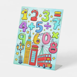 Cute Maths Numbers London Desk Art for Kids 台座サイン