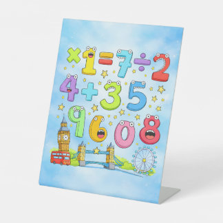 Cute Maths Numbers London Desk Art for Kids 台座サイン